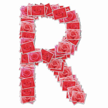 Foto de Símbolo R hecho de cartas con rosas rojas - Imagen libre de derechos