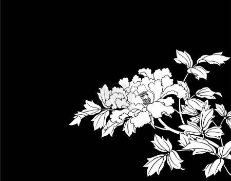 Téléchargez les photos : Bouquet de fleurs avec des feuilles sur fond noir - en image libre de droit