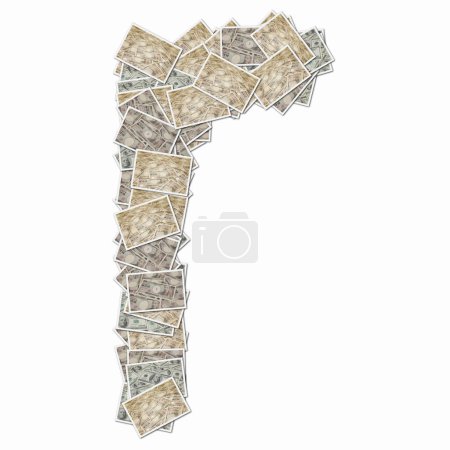 Photo for Symbol R made of playing cards with money bills - Royalty Free Image