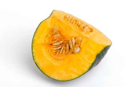 Photo for Fresh pumpkin  with seeds  on table background - Royalty Free Image