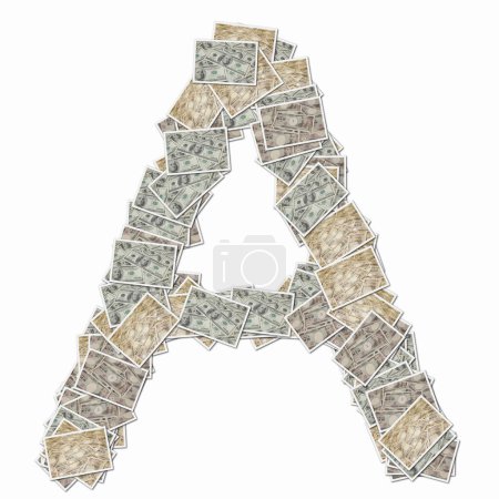 Foto de Símbolo A hecho de cartas con billetes de dinero - Imagen libre de derechos