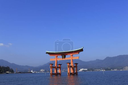Photo for Torii Gate at Miyajima Island, Hiroshima, Japan. Translation: "Itsukushima Shrine". - Royalty Free Image