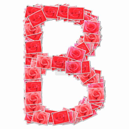 Foto de Símbolo B hecho de cartas con rosas rojas - Imagen libre de derechos
