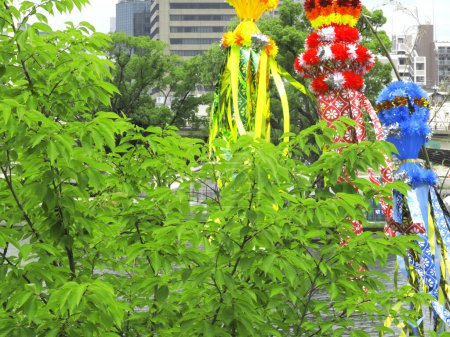 Foto de Tanabata Festival decorations.Tanabata es un festival estrella que vino de China a Japón en el pasado. - Imagen libre de derechos