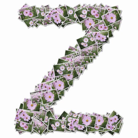 Photo for Symbol Z made of playing cards with pink flowers - Royalty Free Image