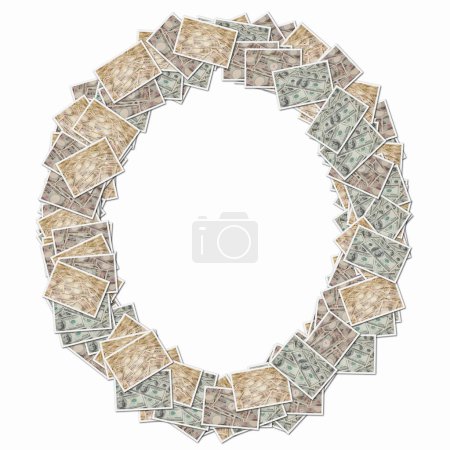 Foto de Símbolo O hecho de cartas con billetes de dinero - Imagen libre de derechos