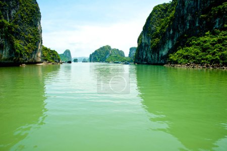 Photo for Scenic view of rock island in HaLong Bay, Vietnam, Southeast Asia - Royalty Free Image