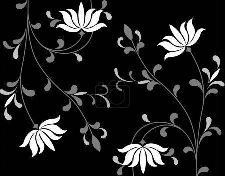 Téléchargez les photos : Motif sans couture noir et blanc avec des fleurs - en image libre de droit