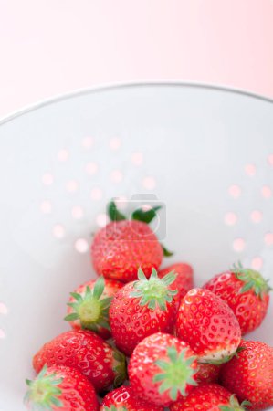 Photo for Fresh strawberries close up isolated on pink - Royalty Free Image