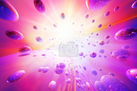 Foto de Un fondo púrpura y azul con muchas burbujas - Imagen libre de derechos