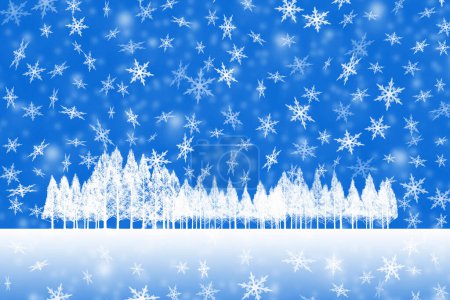 Foto de Fondo de Navidad con copos de nieve y árboles - Imagen libre de derechos