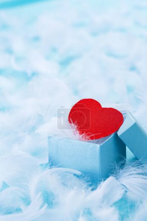 Photo for Valentines day background with red heart and box - Royalty Free Image