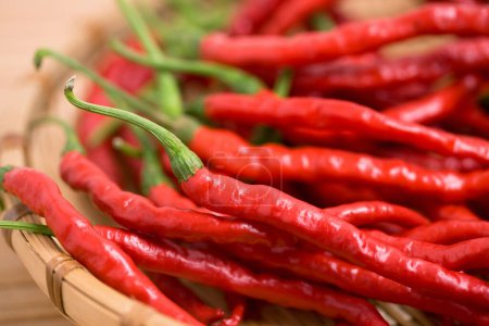 Photo for Red hot chili peppers on background, close up - Royalty Free Image