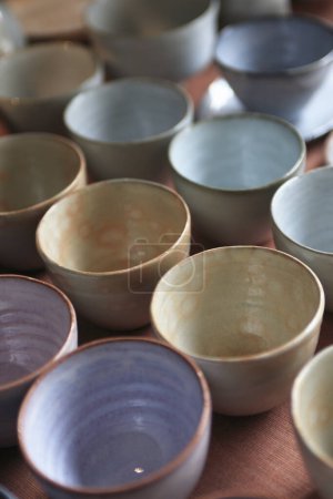 close up view of pottery products of Hagi city