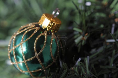Photo for Christmas tree with decoration ball  on background, close up - Royalty Free Image