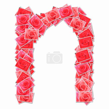 Photo for Symbol N made of playing cards with red roses - Royalty Free Image