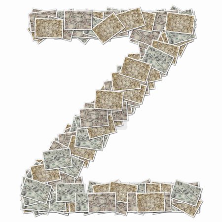 Photo for Symbol Z made of playing cards with money bills - Royalty Free Image