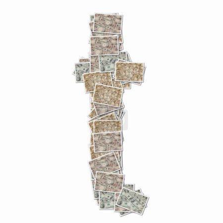 Foto de Símbolo T hecho de cartas con billetes de dinero - Imagen libre de derechos