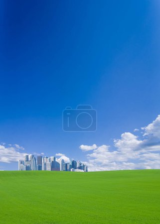 Photo for Green field and sky with clouds. - Royalty Free Image