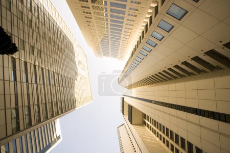Photo for Bottom view of skyscrapers in modern city, daytime view - Royalty Free Image