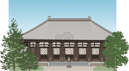 Téléchargez les photos : Illustration colorée du magnifique temple japonais antique - en image libre de droit
