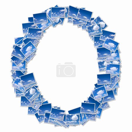 Photo for Symbol O made of playing cards with blue cloudy sky - Royalty Free Image