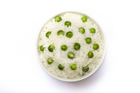Photo for Japanese cuisine, healthy peas and rice  on white background - Royalty Free Image
