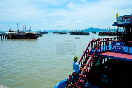 Photo for Boats in the sea harbour, Vietnam - Royalty Free Image