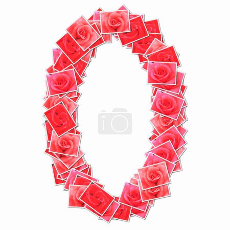 Téléchargez les photos : Symbole 0 fait de cartes à jouer avec des roses rouges - en image libre de droit