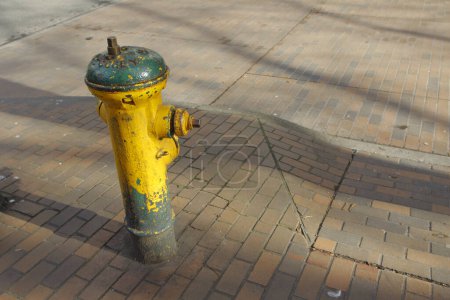Foto de Hidrante amarillo en la calle - Imagen libre de derechos