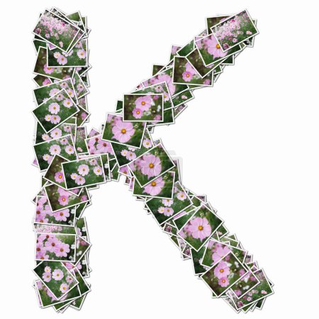 Foto de Símbolo K hecho de naipes con flores rosas - Imagen libre de derechos