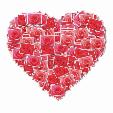 Photo for Heart symbol made of playing cards with red roses - Royalty Free Image