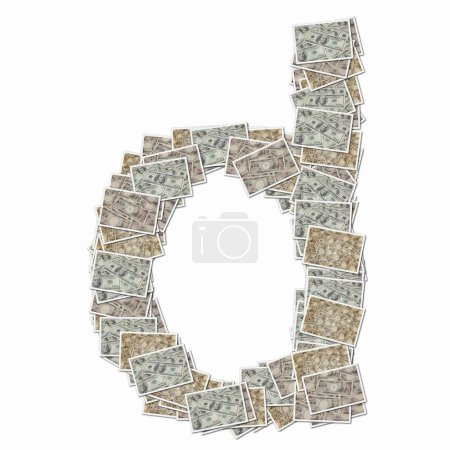 Foto de Símbolo D hecho de cartas con billetes de dinero - Imagen libre de derechos