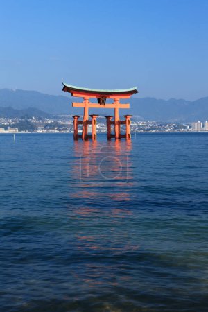Miyajima, Hiroshima, Japan at the floating gate of Itsukushima Shrine