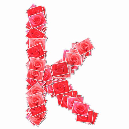 Téléchargez les photos : Symbole K composé de cartes à jouer avec des roses rouges - en image libre de droit