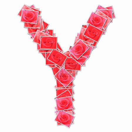 Foto de Símbolo Y hecho de cartas con rosas rojas - Imagen libre de derechos