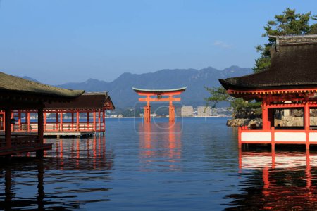 Miyajima, Hiroshima, Japan at the floating gate of Itsukushima Shrine