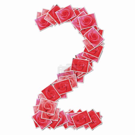 Foto de Símbolo 2 hecho de cartas con rosas rojas - Imagen libre de derechos