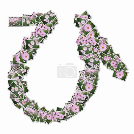 Foto de Jeroglífico japonés hecho de cartas con flores rosas - Imagen libre de derechos
