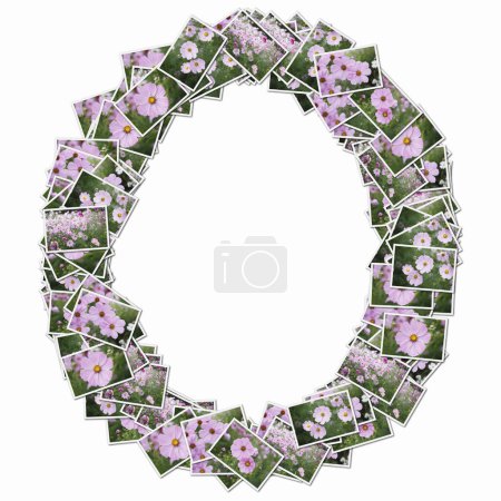 Photo for Symbol O made of playing cards with pink flowers - Royalty Free Image