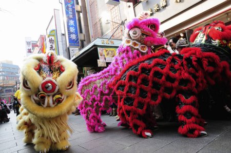 Photo for Chinese New Year parade in Chinatown  Kanto-Koshinetsu region, Japan - Royalty Free Image