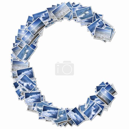 Photo for Symbol C made of playing cards with seascape and sandy beach - Royalty Free Image