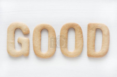 Photo for Cookies word good on white background - Royalty Free Image