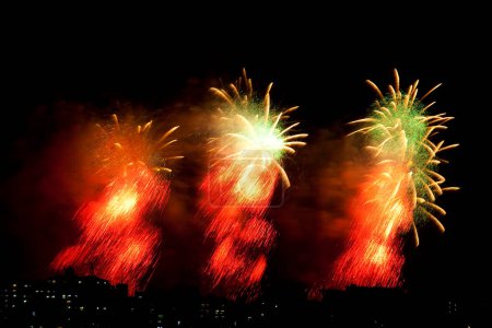 Téléchargez les photos : Beaux feux d'artifice colorés dans le ciel nocturne - en image libre de droit