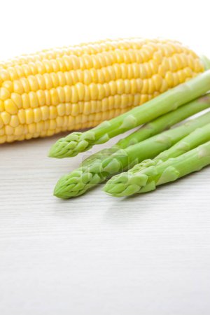 Photo for Fresh corn asparagus on the white background - Royalty Free Image