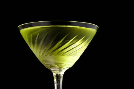 Photo for Green cocktail with lime on black background - Royalty Free Image