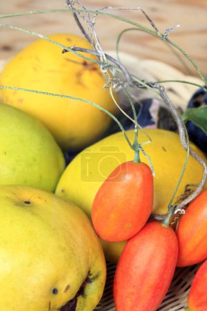 Photo for Close up view of fresh fruits and tomatoes - Royalty Free Image