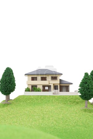 Foto de Ilustración 3d de una casa con hierba verde - Imagen libre de derechos
