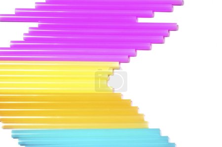 Téléchargez les photos : Vue rapprochée de pailles colorées sur fond blanc - en image libre de droit