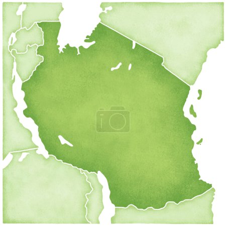 Téléchargez les photos : Tanzanie carte verte isolée sur fond blanc - en image libre de droit